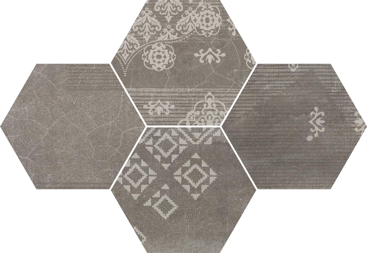 GESSO Black Velvet Esagona Patchwork 25,5x29,4cm Nat. Rett. 9,5mm GESSO Black Velvet Esagona Patchwork 25,5x29,4cm Nat. Rett. 9,5mm