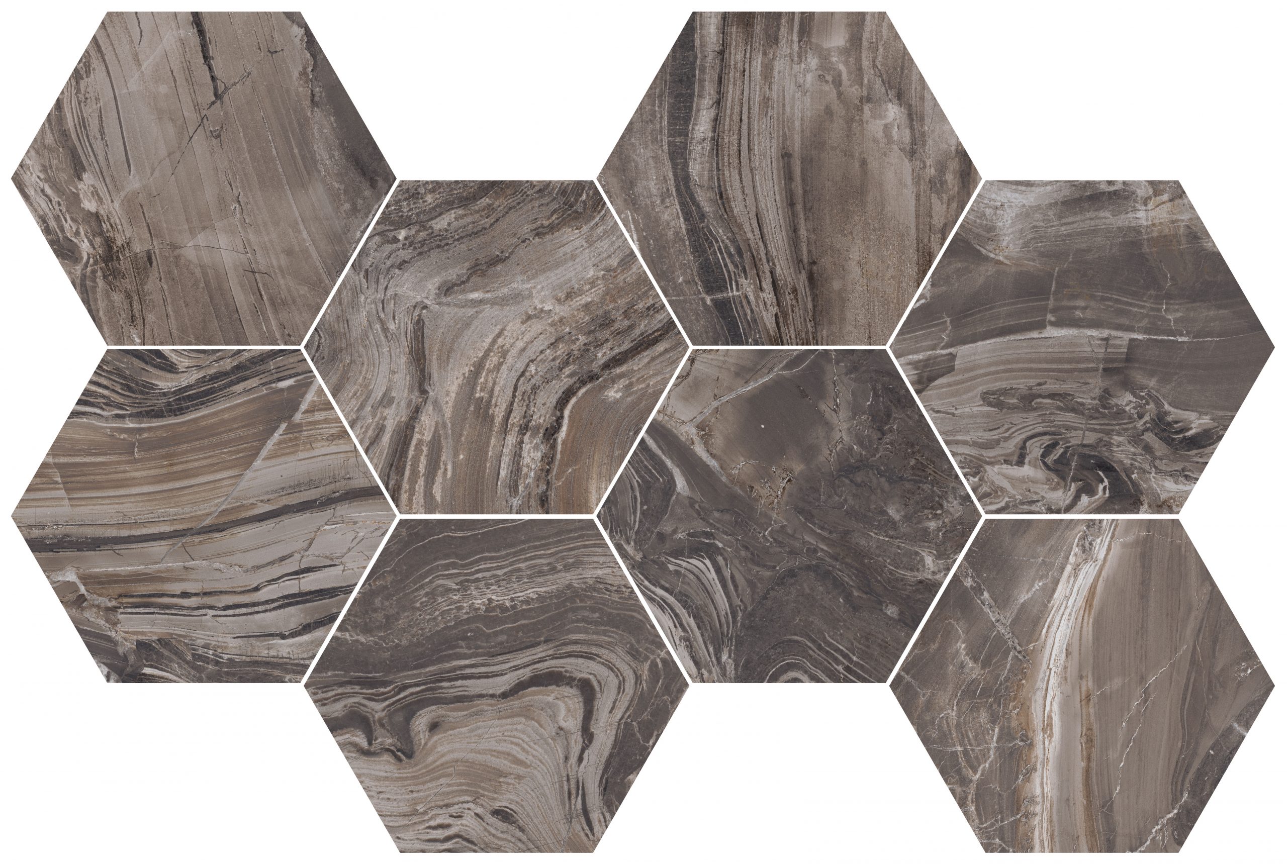 SUPREME Exotic Brown Mosaico Hexagon 51x29,2cm Anticato Rett. hr. 8,5mm SUPREME Exotic Brown Mosaico Hexagon 51x29,2cm Anticato Rett. hr. 8,5mm