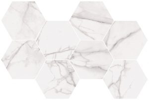 SUPREME Royal Statuario Mosaico Hexagon  51x29,2cm Anticato Rett. hr. 8,5mm