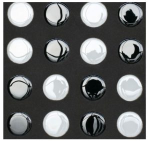 ARCHITECTURAE, Tondi Quadri Medi Large Lisci Nero-Bianco Mosaico, 30x30cm