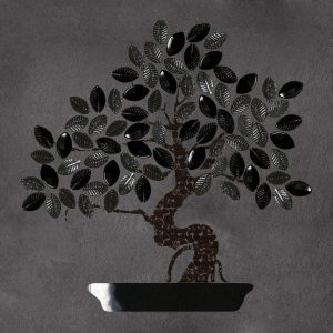 NATURAE ALBERI, Bonsai Pannello Stuccato (Antracite C240) Design A, 80x80cm