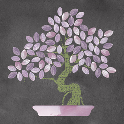 NATURAE ALBERI, Bonsai Pannello Stuccato (Antracite C240) Primavera A, 80x80cm