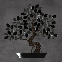 NATURAE ALBERI, Bonsai Pannello Stuccato (Antracite C240) Design B, 80x80cm