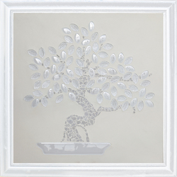 NATURAE ALBERI, Bonsai Pannello Stuccato (Bianco Assoluto C470) Inverno A, 80x80cm