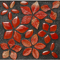 NATURAE FOGLIE, Foglie Fantasia Mix Rosso Fuoco mosaico, 30x30cm