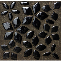 NATURAE FOGLIE, Foglie Fantasia Liscio Nero mosaico, 30x30cm