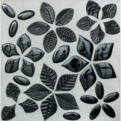 NATURAE FOGLIE, Foglie Fantasia Mix Nero mosaico, 30x30cm