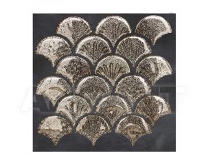 SCULPTURAE, Ventaglio Liscio Lurex Wengè Gold mosaico, 25,8x25,8cm