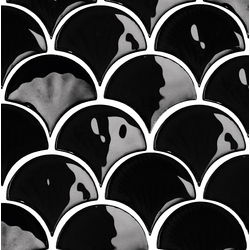 SCULPTURAE, Ventaglio Liscio Nero mosaico, 25,8x25,8cm