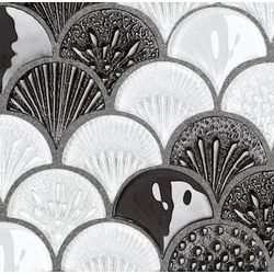 SCULPTURAE, Ventaglio Mix (maschera 4) Bianco Nero mosaico, 25,8x25,8cm