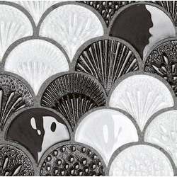 SCULPTURAE, Ventaglio Mix (maschera 4) Nero Bianco mosaico, 25,8x25,8cm