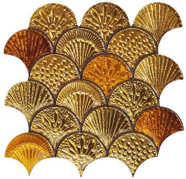 SCULPTURAE, Ventaglio Liscio Gold 24Kt Mix mosaico, 25,8x25,8cm