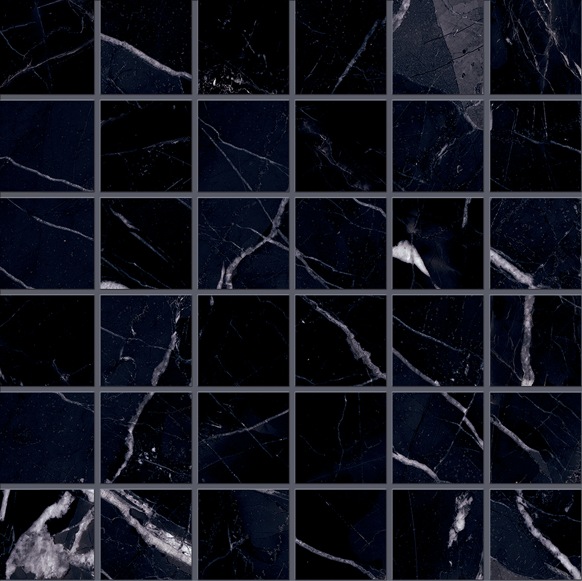 TELE DI MARMO REVOLUTION Mosaico 5x5cm Calacatta Black 30x30cm Full Lapp. hr. 9,5mm TELE DI MARMO REVOLUTION Mosaico 5x5cm Calacatta Black 30x30cm Full Lapp. hr. 9,5mm