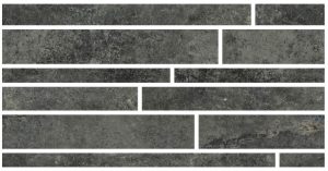 ARTIFACT of CERIM  Modulo Listello Sfalsato  Worked_Charcoal   21x40cm