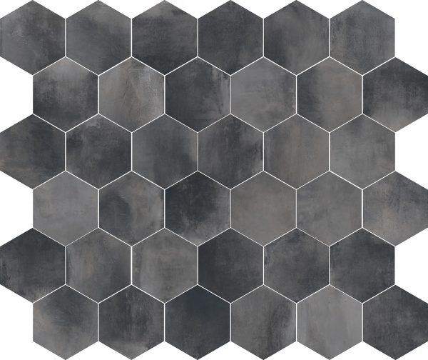 INDUSTRIAL  Hexagon   Black 12,5x21,5cm Rett.
