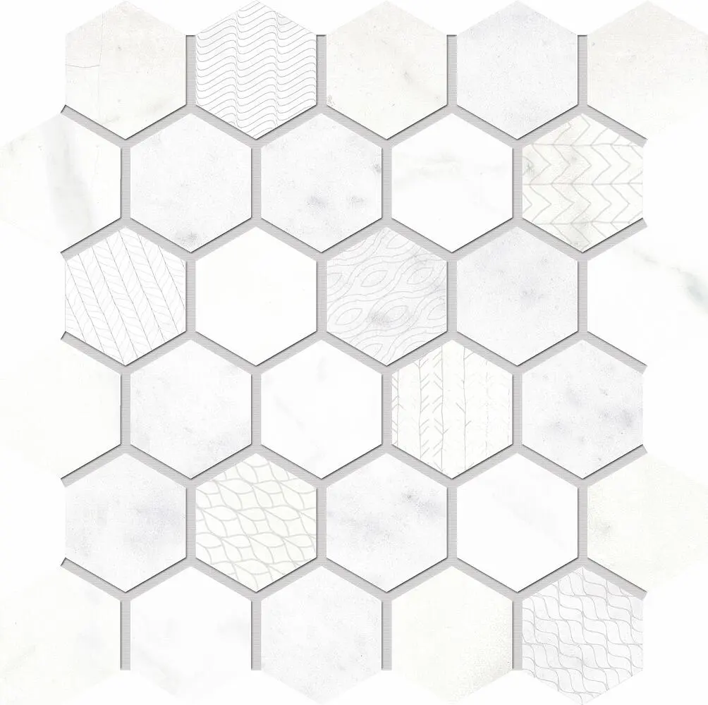CONCERT Mosaico Esagonale White Texture Foglio 25x26cm CONCERT Mosaico Esagonale White Texture Foglio 25x26cm