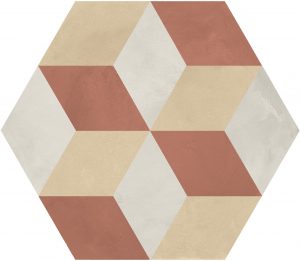 TERRA.ART 1741 Cubo  Tramonto/Crema  25x21,6cm Esagona