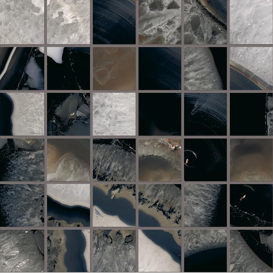 TELE DI MARMO PRECIOUS Agate Black Mosaici 30x30 cm (5x5cm) Full Lap. hr. 9,5mm TELE DI MARMO PRECIOUS Agate Black Mosaici 30x30 cm (5x5cm) Full Lap. hr. 9,5mm